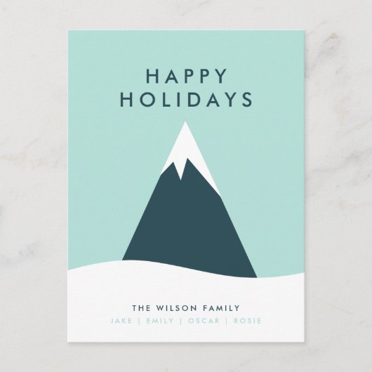 ホリデーズスノーマウンテン |スカンジナビアのミニマリスト シーズンポストカード (正面)