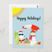 ホリデーズトロピカルビーチ雪だるまサンタクリスマス ポストカード (正面/裏面)