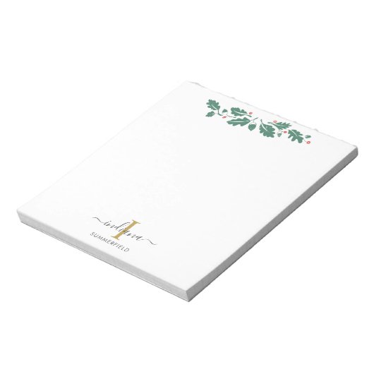 ホリデーズモノグラムスクリプト名植物学 ノートパッド (回転)