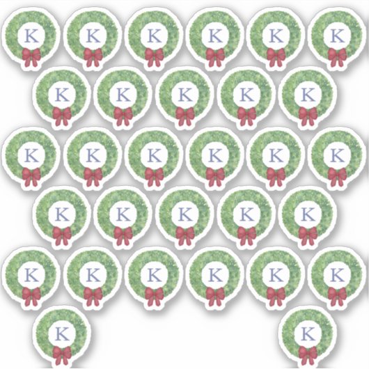 ホリデーズリースレッドボウモノグラム封筒用シール シール (正面)