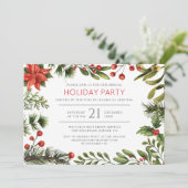 ホリデーズレッドベリークリスマス企業のパーティー 招待状 (スタンド正面)