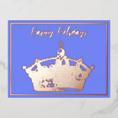 ホリデーズヴィンテージクラウンフォイル招待状ハガキ 箔招待状ポストカード (正面)