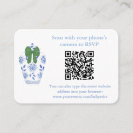 ホリデーズ ブルー グリーン シノワズリー QR コード レジストリー エンクロージャーカード