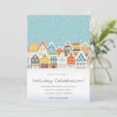 ホリデーセレブレーションホームカラフルスノーウィークリスマス 招待状 (スタンド正面)