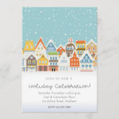 ホリデーセレブレーションホームカラフルスノーウィークリスマス 招待状 (正面)