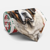 ホリデーセントバーナード犬チェック柄クリスマス ネクタイ (ロール)