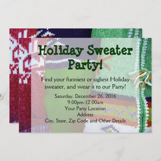 ホリデーセーターパーティの招待状 招待状 (正面/裏面)