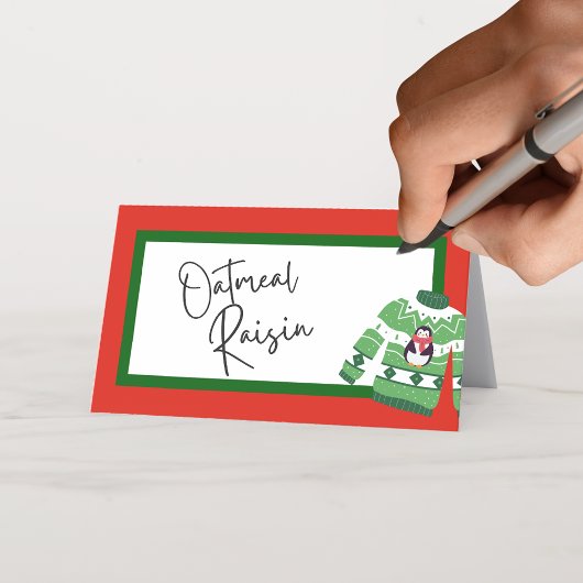 ホリデーセーター折り畳み食品、飲み物または座席表 プレイスカード