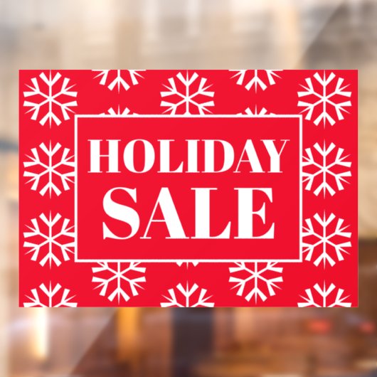 ホリデーセールレッドホワイトスノーフレークズビジネス  ウィンドウサイン (シート2)