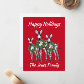 ホリデーゼブラス、フェスティバルクリスマスリースガーランド ノートカード (正面/裏面インサイチュ)