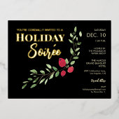 ホリデーソイレエレガントレッドホリー企業のパーティー 箔シーズンポストカード (正面)