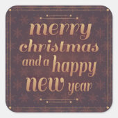 ホリデータイポグラフィトレンディースノーフレーククリスマス スクエアシール (正面)