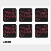 ホリデータイポグラフィトレンディーレッドグリッタークリスマス スクエアシール (シート)