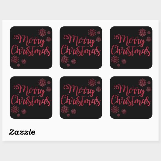 ホリデータイポグラフィトレンディーレッドグリッタークリスマス スクエアシール (シート)