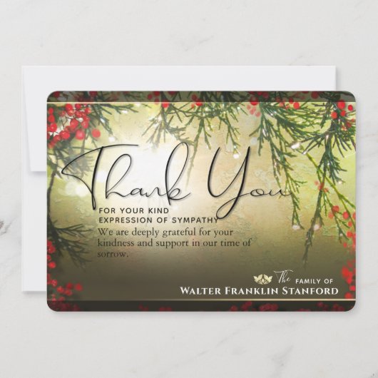 ホリデータイムクリスマス悔やみや弔慰サンキューカード 招待状 (正面)