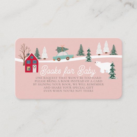 ホリデータウン/ヴィレッジピンクベビーシャワーブックリクエスト エンクロージャーカード (正面)