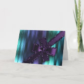 ホリデーターコイズテールパープルストライプ  グリッタリーボウ付き シーズンカード (正面)