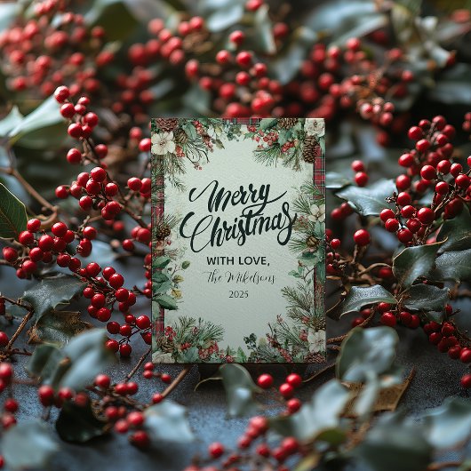 ホリデータータンチェッククリスマス シーズンカード