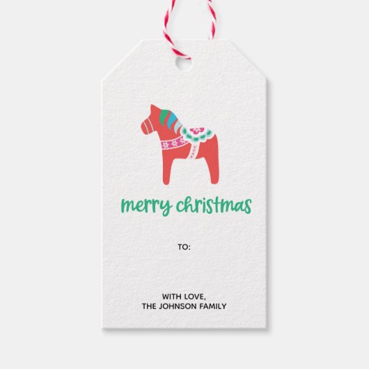 ホリデーダラスウェーデンホースメリークリスマス ギフトタグ (正面)