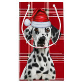 ホリデーダルメシアン犬の赤いお祭り柄クリスマス スモールペーパーバッグ (裏面)