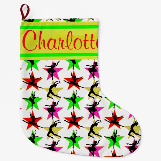 ホリデーダンサパーソナライズされたークリスマスストッキング ラージクリスマスストッキング (正面)