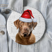 ホリデーチェサピークSanta Dog on Woof Background 缶バッジ (インサイチュ)
