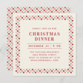 ホリデーチェッカーボードパーティの招待状 – ベリー シーズンカード (正面/裏面)