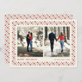ホリデーチェッカーボードホリデーフォトカード – ベリー シーズンカード (正面/裏面)