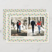 ホリデーチェッカーボードホリデーフォトカード – 緑 シーズンカード (正面/裏面)