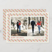 ホリデーチェッカーボードホリデーフォトカード – 赤 シーズンカード (正面/裏面)