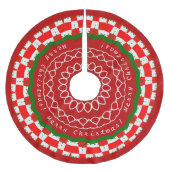 ホリデーチェック赤い緑の白 ブラッシュドポリエステルツリースカート (正面)