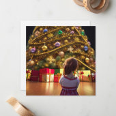 ホリデーチャイルドクリスマスツリー覚え疑問に思る ノートカード (正面/裏面インサイチュ)