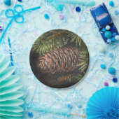 ホリデーチョークピ描ネコンと松の針 ペーパープレート (パーティー)