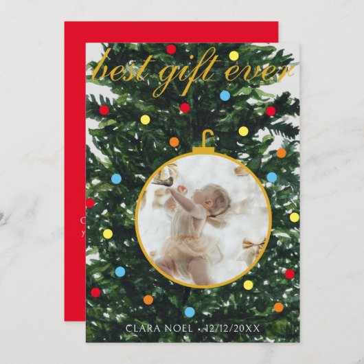 ホリデーツリーとオーナメント誕生発表 シーズンカード (正面/裏面)