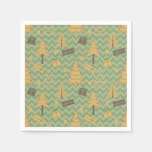 ホリデーツリーとギフトシルエット スタンダードカクテルナプキン (正面)