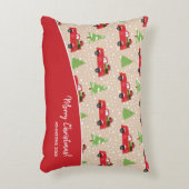 ホリデーツリーとヴィンテージトラックメリークリスマス アクセントクッション (正面(垂直))