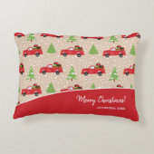 ホリデーツリーとヴィンテージトラックメリークリスマス アクセントクッション (裏面)