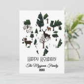 ホリデーツリーの中のレトロミニマルな鹿 シーズンカード (スタンド正面)