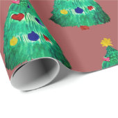 ホリデーツリーウォーターカラーアート ラッピングペーパー (ロールコーナー)