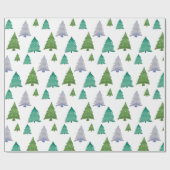 ホリデーツリーウォーターカラーパステルグリーン ラッピングペーパー (フラット)