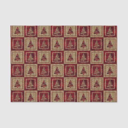ホリデーツリーズインチータプリントと赤 薄葉紙 (正面)