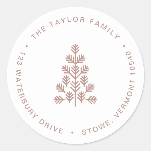 ホリデーツリーダスティバラ差出人住所ラベル ラウンドシール (正面)