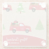 ホリデーツリーヴィンテージトラックメリークリスマスキッチン ガラスコースター (裏面)