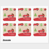 ホリデーツリーヴィンテージトラックメリークリスマスギフト スクエアシール (シート)