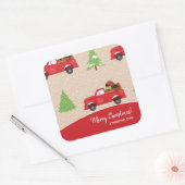 ホリデーツリーヴィンテージトラックメリークリスマスギフト スクエアシール (封筒)