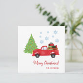 ホリデーツリーヴィンテージトラックメリークリスマスファミリー シーズンカード (スタンド正面)
