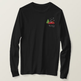 ホリデーツリーヴィンテージトラックメリークリスマスファミリー Tシャツ