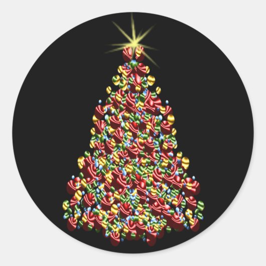 ホリデーツリー素晴らしクリスマスクリスマス封筒用シール ラウンドシール (正面)