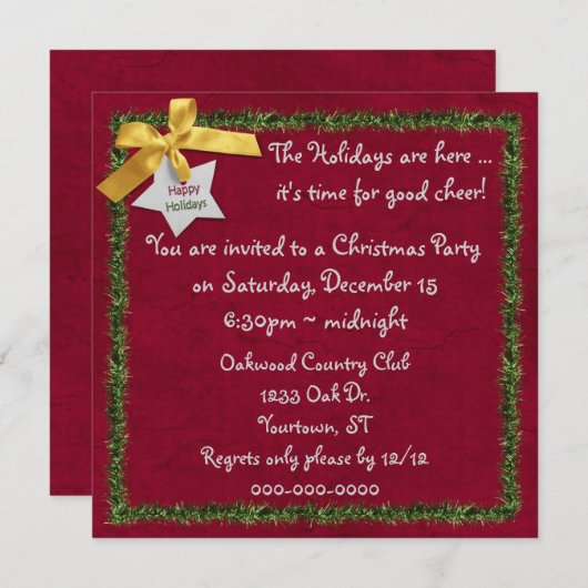 ホリデーティンセル縁ど 招待状 (正面/裏面)