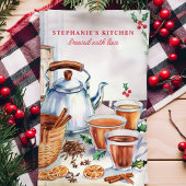 ホリデーティーアンドスパイスパーソナライズされたクリスマス キッチンタオル